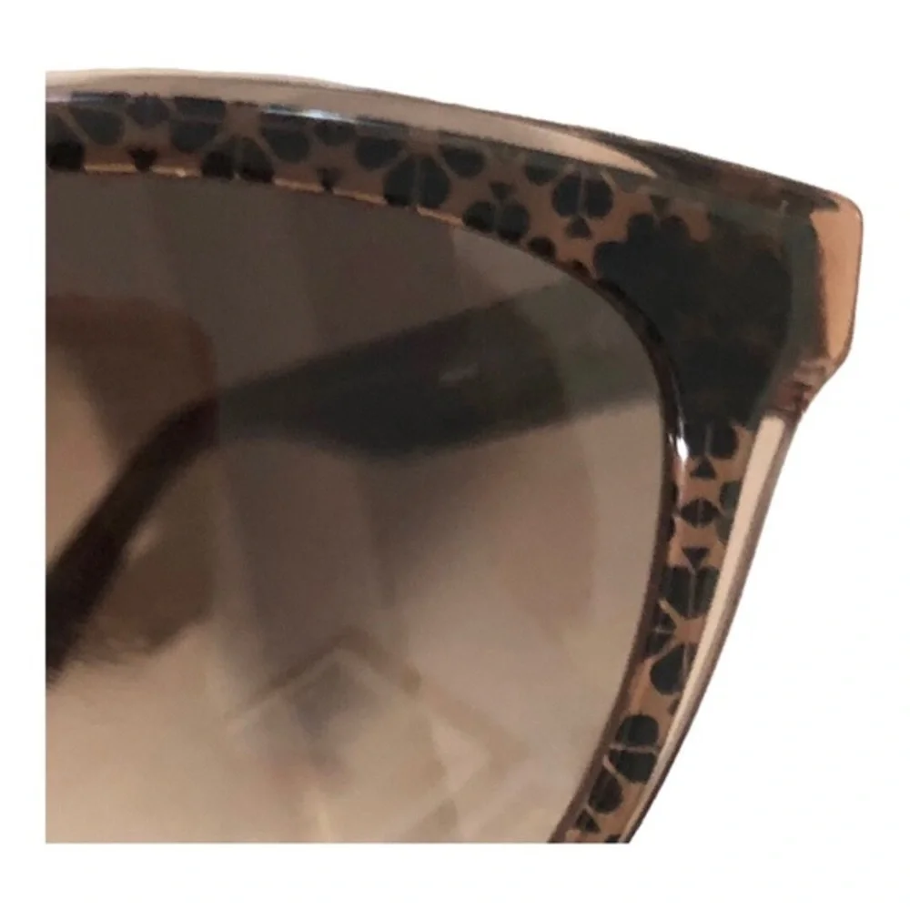 Kate Spade hello sunshine dark brown embedded logo gold emblem sunglasses‎ new